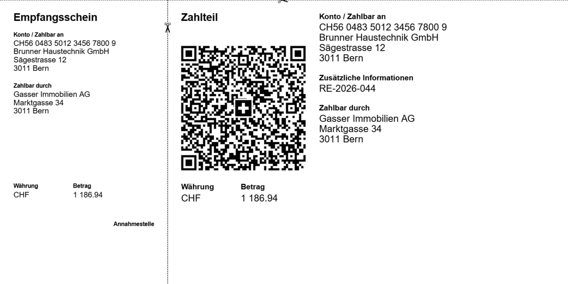 PDF mit Swiss QR-Rechnung